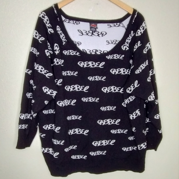 Torrid x Rebel Wilson Black White Spellout Sweater Size 3X - Picture 2 of 7